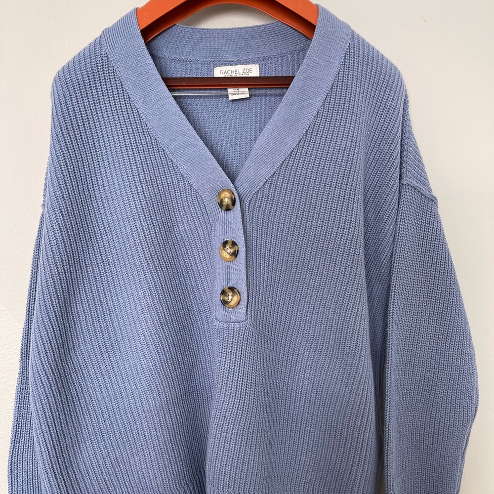 Medium, light blue  Rachel Zoe sweater